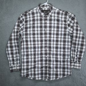 Pintlar Western Button Up Shirt Mens XL Brown Plaid Cotton Blend Fabric